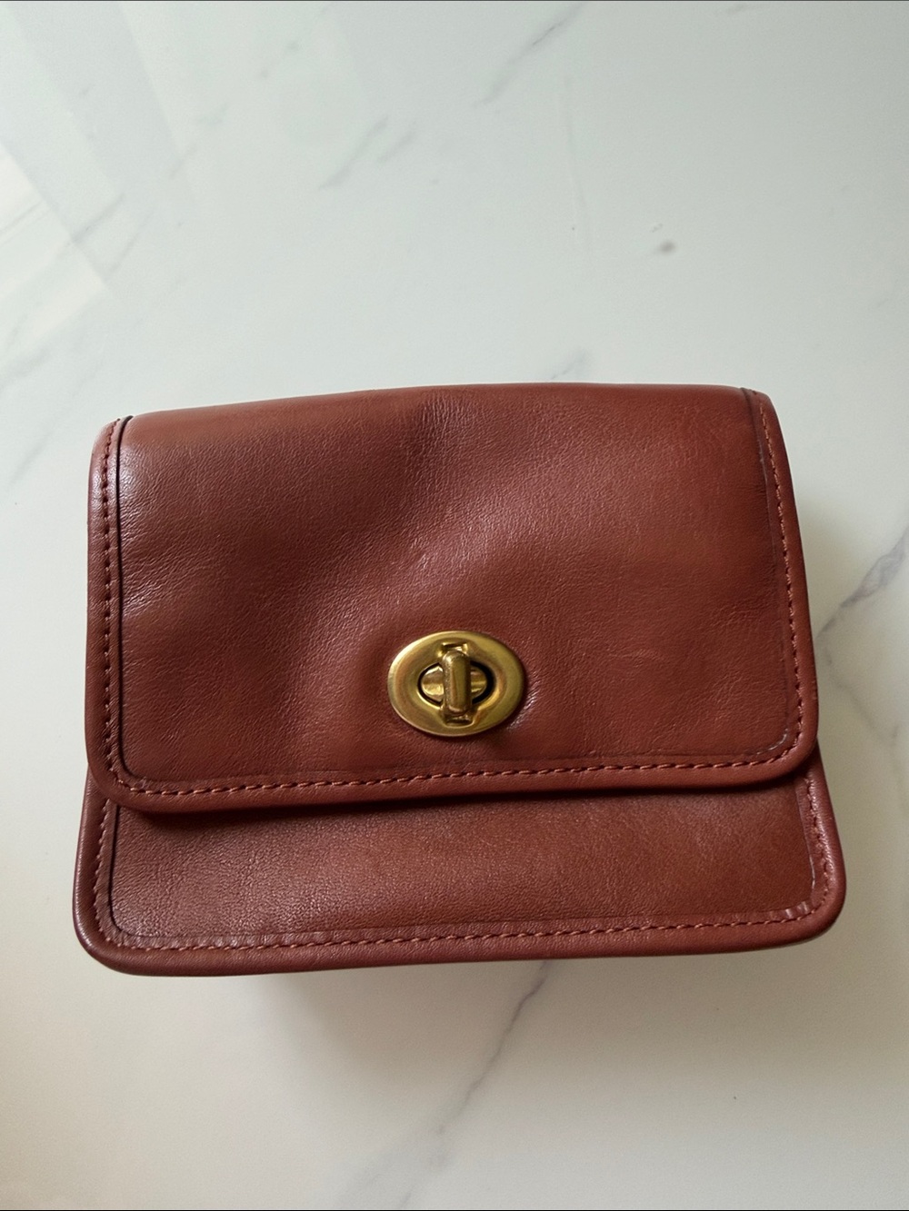Coach Women's Small Brown Leather Turnlock Wallet